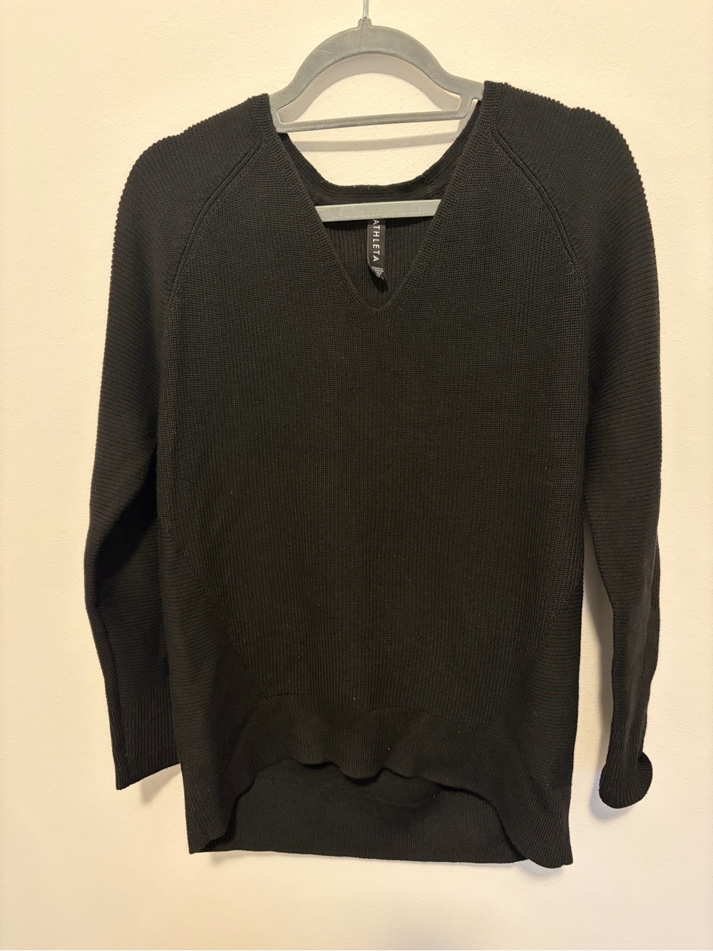 Athleta Black V-Neck Knit Sweater